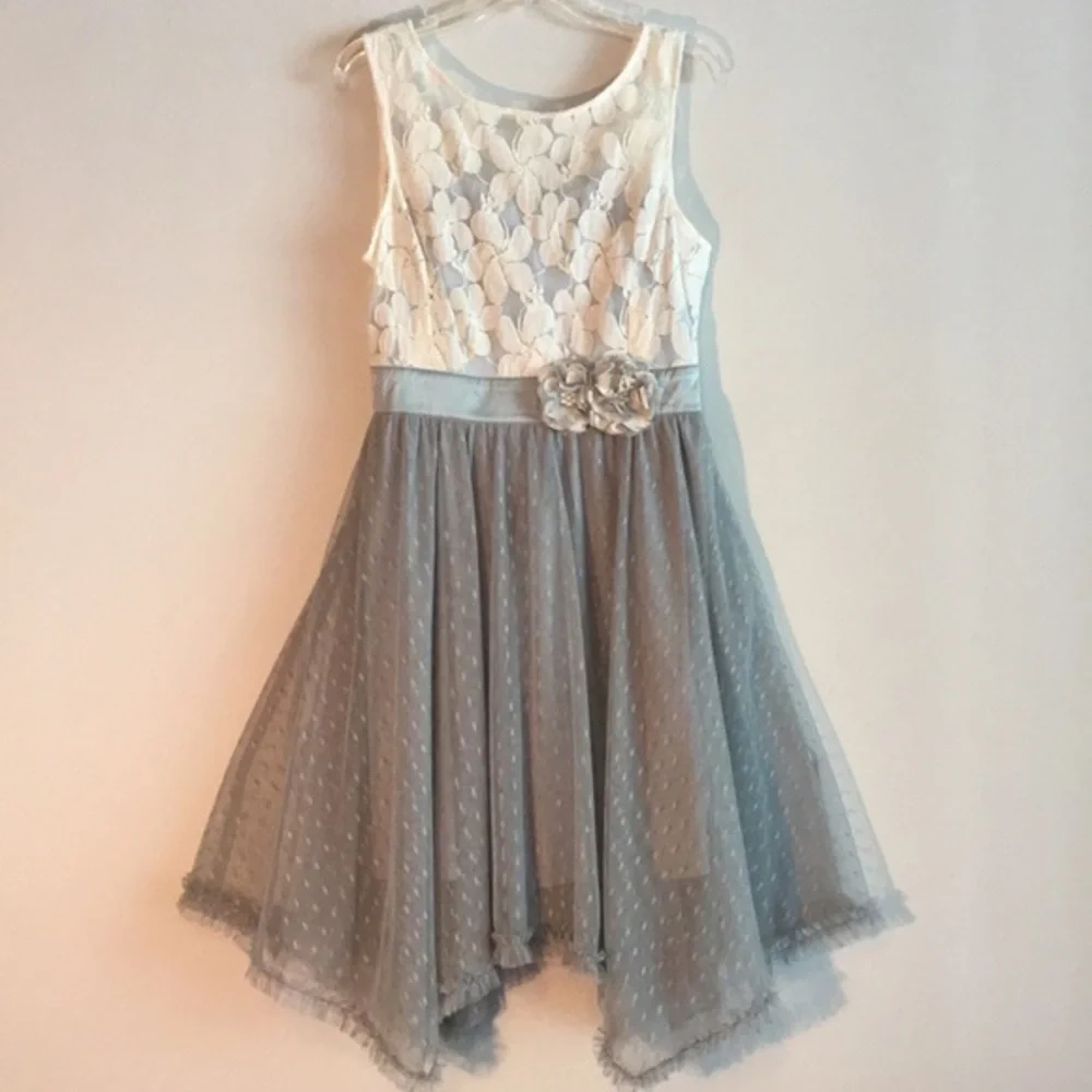 Nwt Tiered Tulle Lace Dress A-line Eyelet Anthropologie Midi Sleeveless Dress - Picture 2 of 10